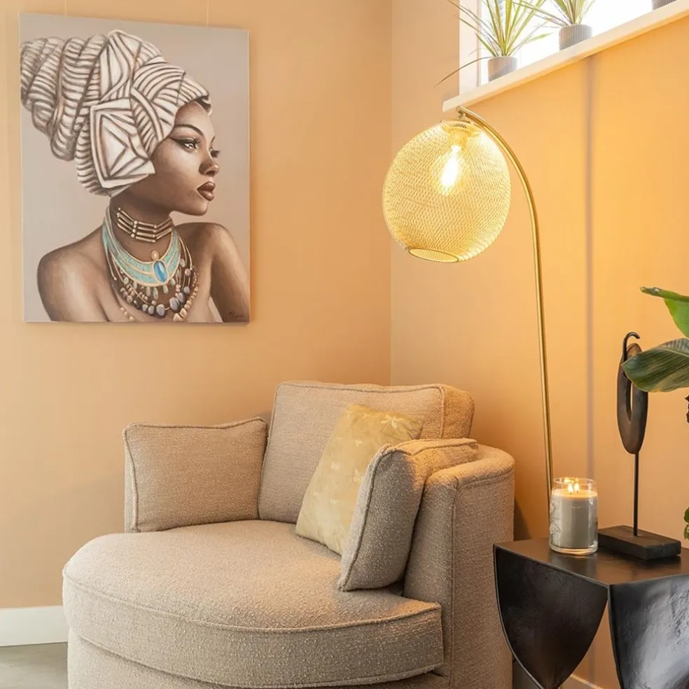 Trendy vloerlamp Moroc goud Light and Living