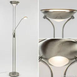 Uplighter met leesarm New Luna nikkel
