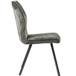 Velvet grijze eetkamerstoel met zwarte pootjes