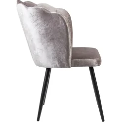 Velvet roze eetkamerstoel met zwart metalen pootjes