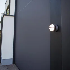 Verstelbare buitenlamp rond donker grijs inclusief LED