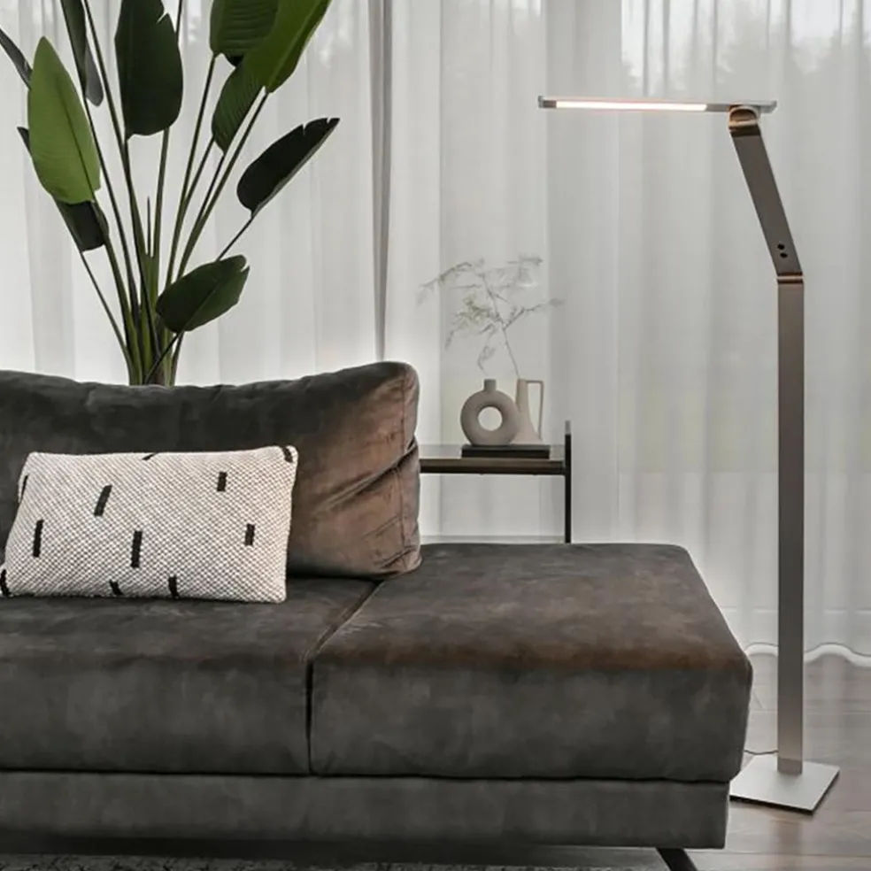 Verstelbare LED vloerlamp geborsteld staal dimbaar