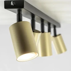 Verstelbare 5-lichts GU10 opbouwspot goud met zwart