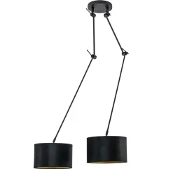 Verstelbare 2-lichts plafondlamp met velvet zwarte kappen