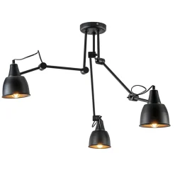Verstelbare 3-lichts plafondlamp met zwarte kappen
