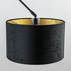 Verstelbare plafondlamp zwart met velourse kap