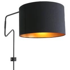 Verstelbare wandlamp met zwart/gouden kap