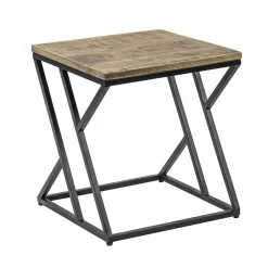 Vierkante bijzettafel zwart met mango hout