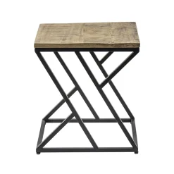 Vierkante bijzettafel zwart met mango hout