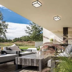 Vierkante buitenlamp dark grey plafond/wand