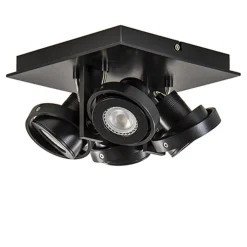 Vierkante LED plafondlamp 4-lichts zwart