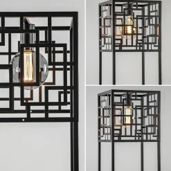 Vierkante vloerlamp mat zwart metaal