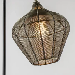 Vloerlamp Alvaro antiek brons + mat zwart