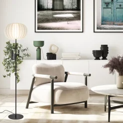 Vloerlamp Arena zwart/kap wit