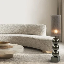 Vloerlamp bruin met cilinder kap bruin