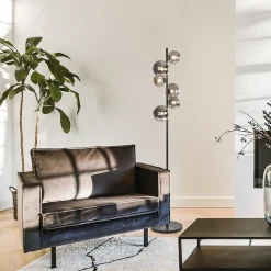 Vloerlamp Calcio 6l zwart + smoke glas