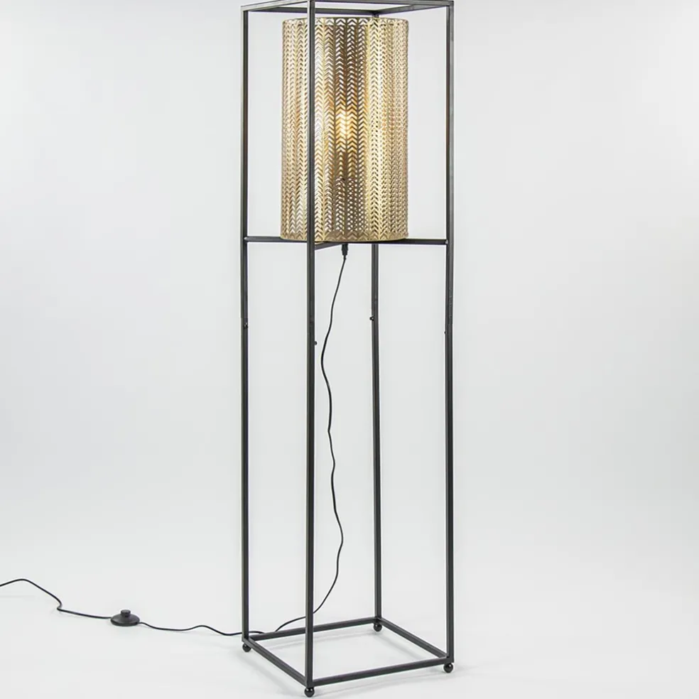 Vloerlamp Frame zwart/goud
