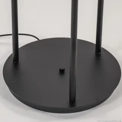 Vloerlamp 3-L zwart met bolglas smoke