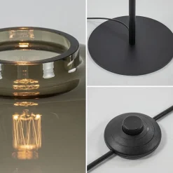 Vloerlamp Lett zwart/smoke glas
