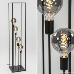 Vloerlamp open frame zwart 4-lichts