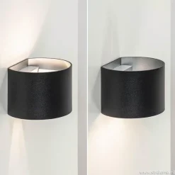 Wandlamp afgerond zwart/grijs stelklep g9