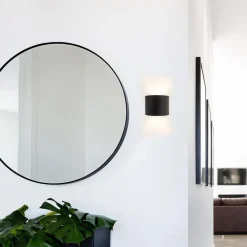 Wandlamp afgerond zwart/grijs stelklep g9