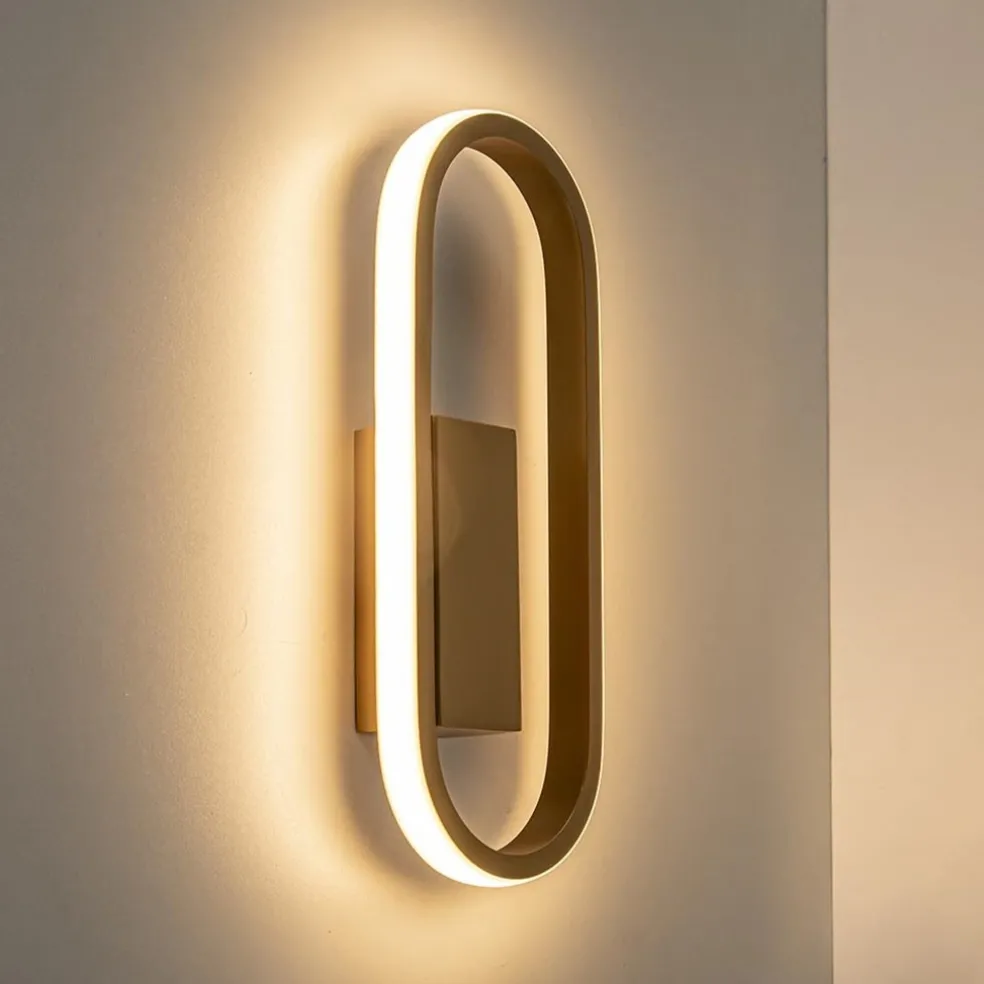 Wandlamp Anello ovaal matgoud 2700k dim.