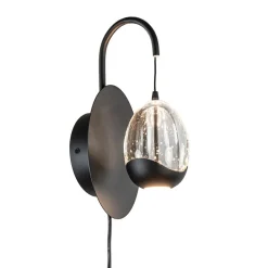 Wandlamp Black Egg zwart/helder glas