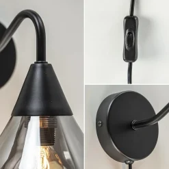 Wandlamp Cambio zwart + smoke glas