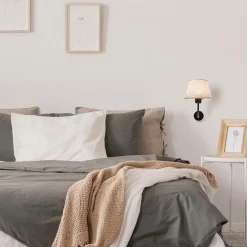 Wandlamp Chicago zwart/zandkleur kap