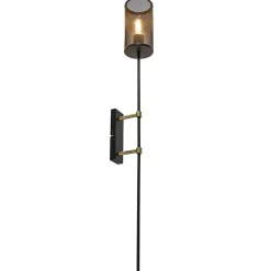 Wandlamp cilinder zwart/goud XL