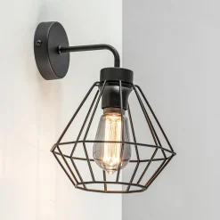Wandlamp draadkorf zwart