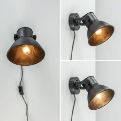 Wandlamp Eliano zwart industrieel