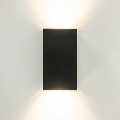 Wandlamp Eros rechthoek zwart/matgoud 2xgu10