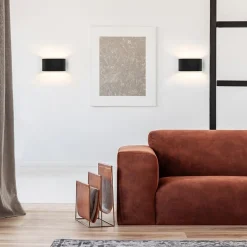 Wandlamp ovaal zwart/zilver g9