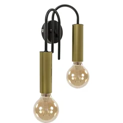 Wandlamp toog dubbel zwart/mat goud