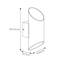 Wandlamp up+down cilinder wit/goud