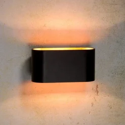 Wandlamp Xera ovaal zwart/goud
