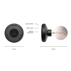 Wandlamp zwart met smoke dimbaar/oplaadbaar