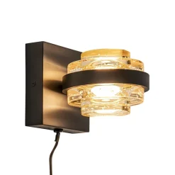 Wandlamp zwart/amber