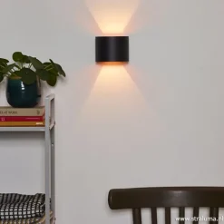 Wandlamp zwart/goud Xio up+down rond