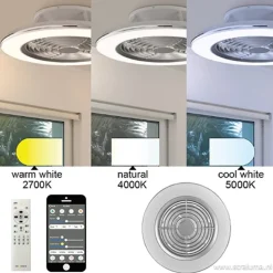 Zilveren ventilator met LED en bluetooth