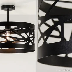 Zwart metalen plafondlamp Scandinavisch