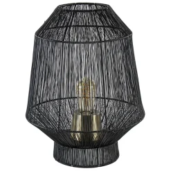 Zwart metalen tafellamp Vitora met brons