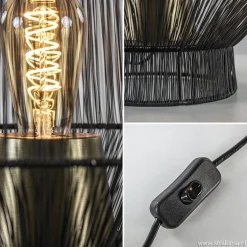 Zwart metalen tafellamp Vitora met brons
