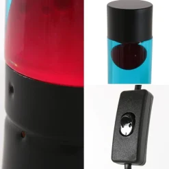 Zwarte tafellamp lava blauw met rood