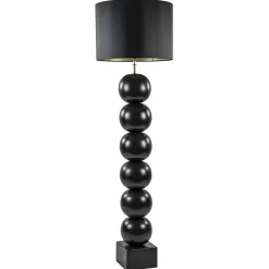 Zwarte vloerlamp bollen met zwarte ronde kap