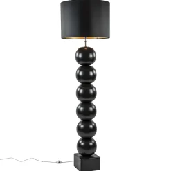 Zwarte vloerlamp bollen met zwarte ronde kap
